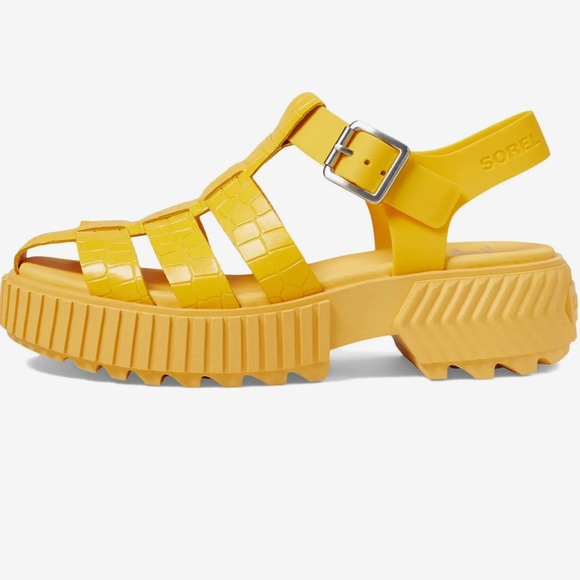 NEW SOREL ONA™ Streetworks Fisherman Mid Sandals Chunky Flats Yellow Casual sz 9 - Picture 3 of 12